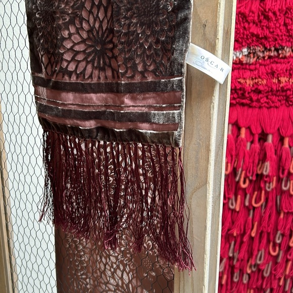 Vintage Oscar de la Renta Rayon Silk Scarf with Fringe - Picture 10 of 16